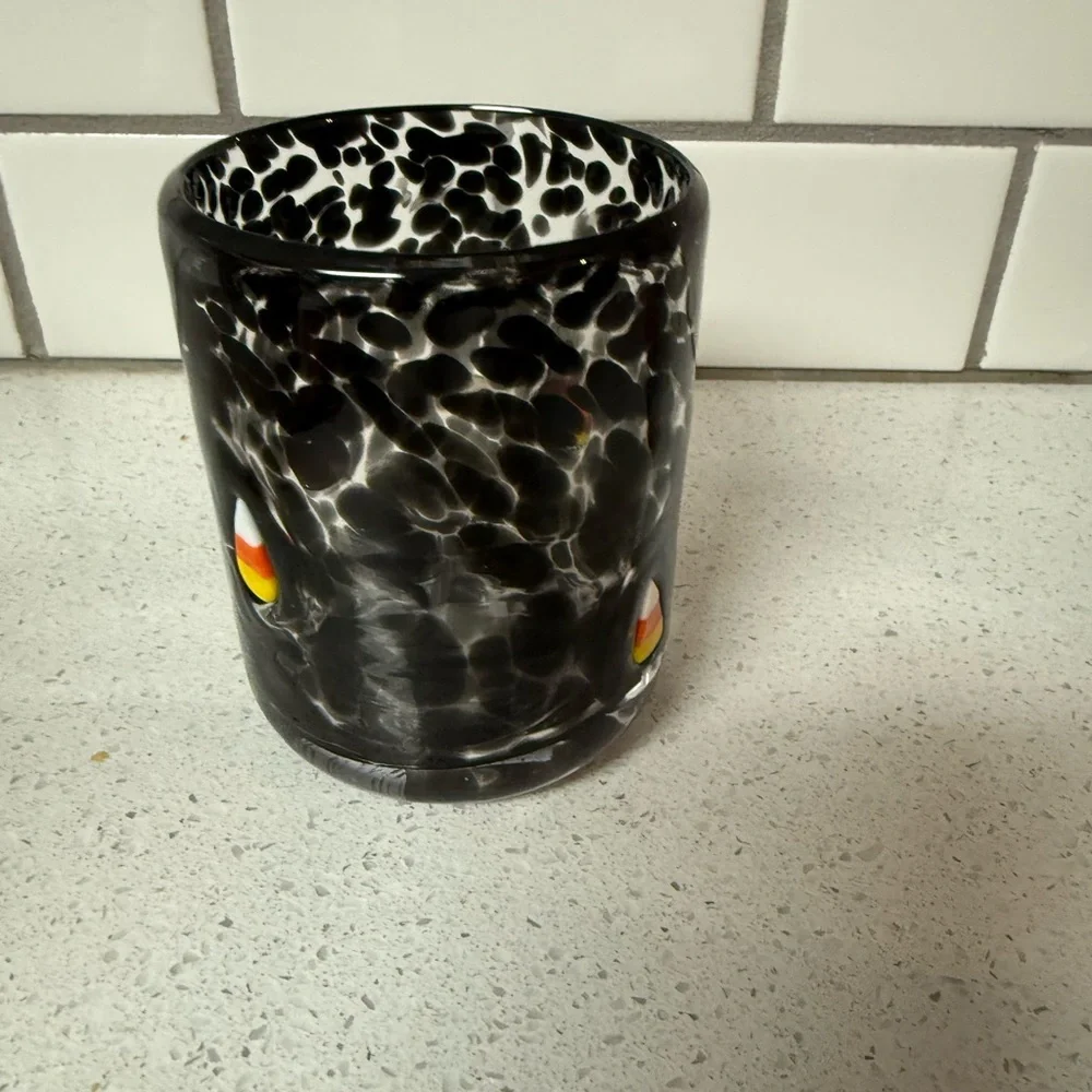 NEW - Blown Glass Halloween Candy Corn Glass - Picture 2 of 4